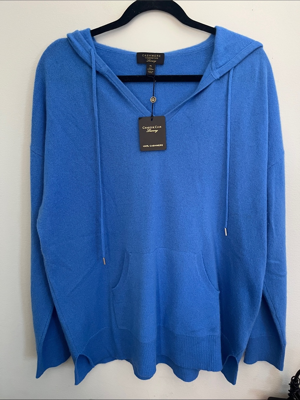Charter Club Men’s Royal Blue Cashmere Hoodie